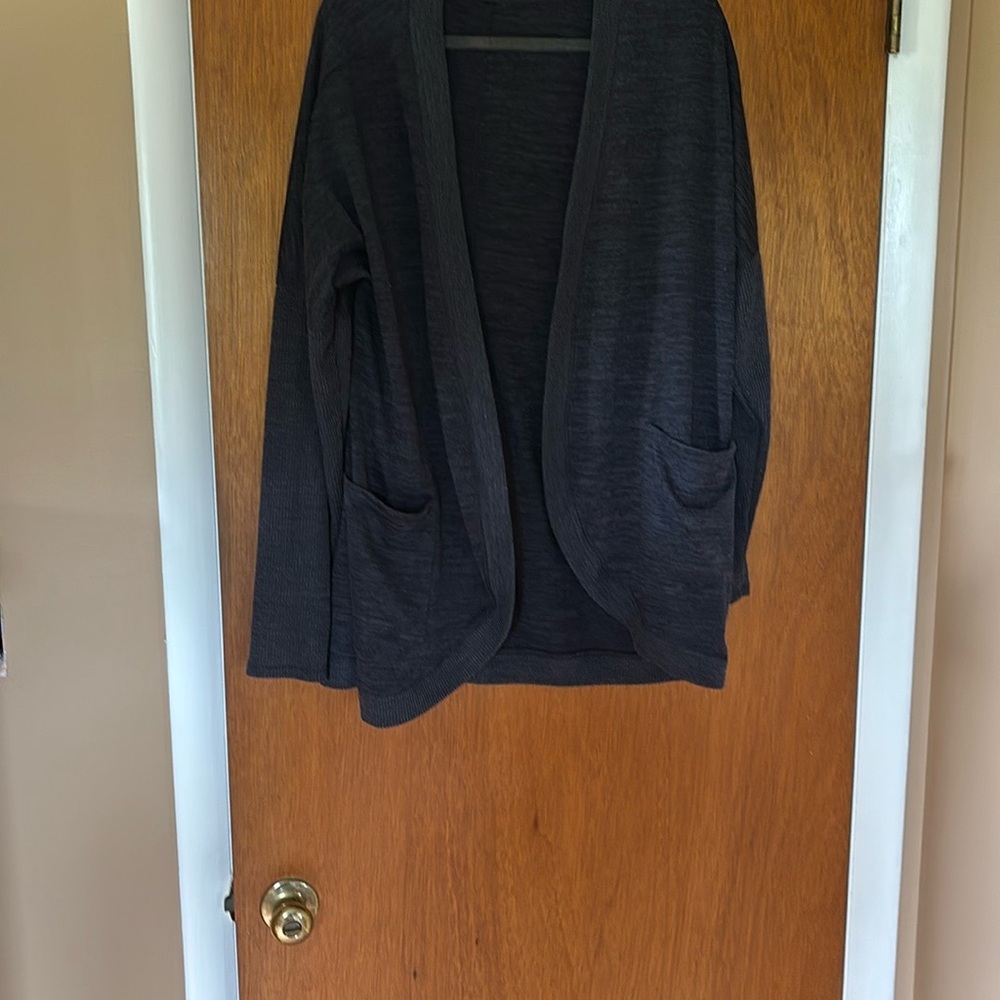 Women's Cozy Slate Blue Open-Front Sweater